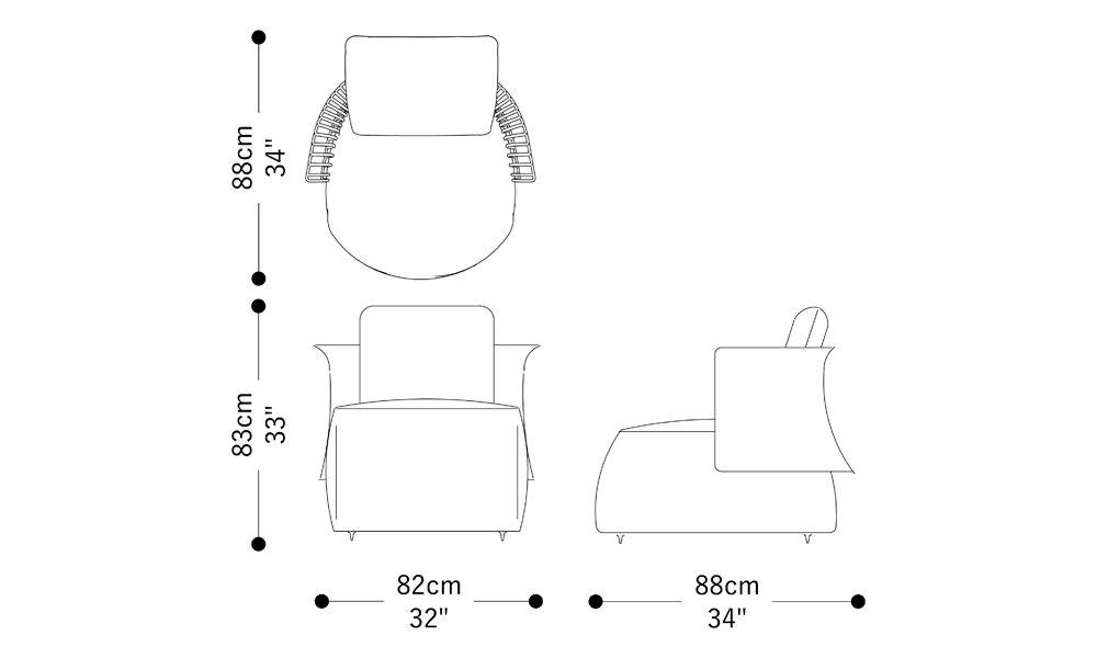 Image of the main dimensions of the product